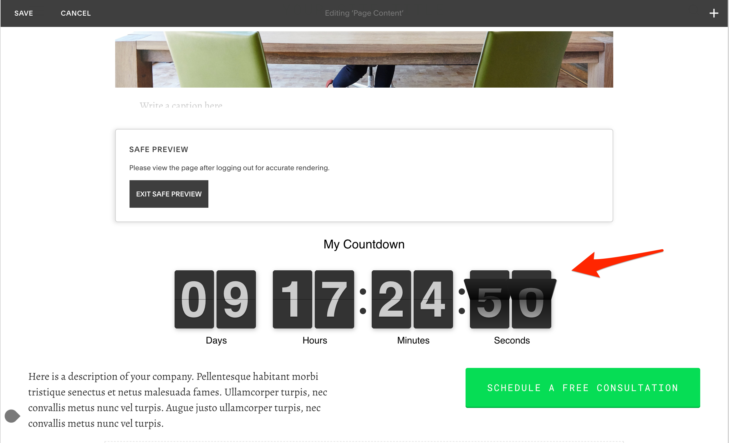 Countdown Timer Squarespace Demo