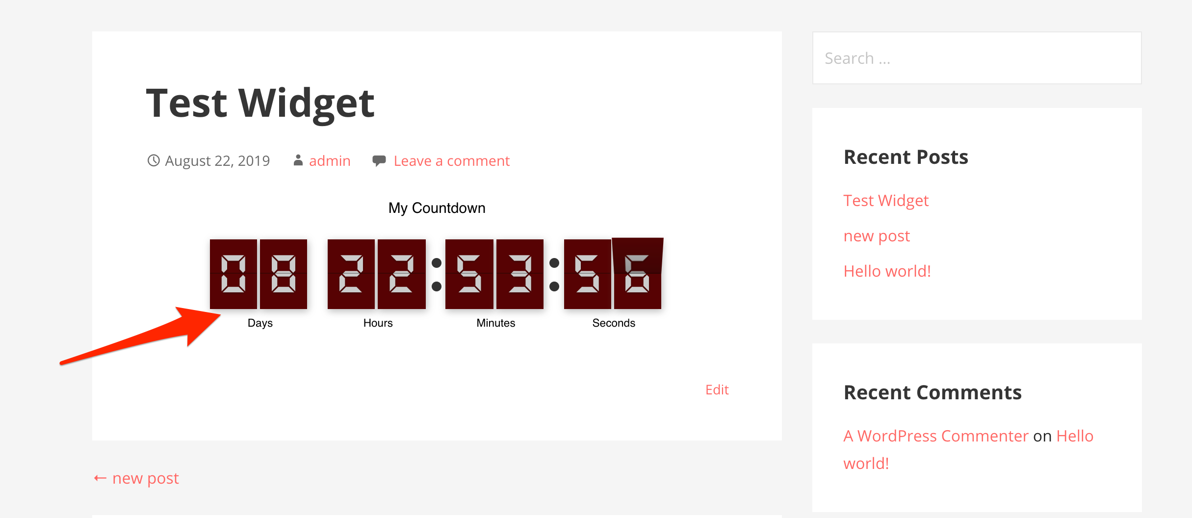 Wordpress Countdown Timer Post