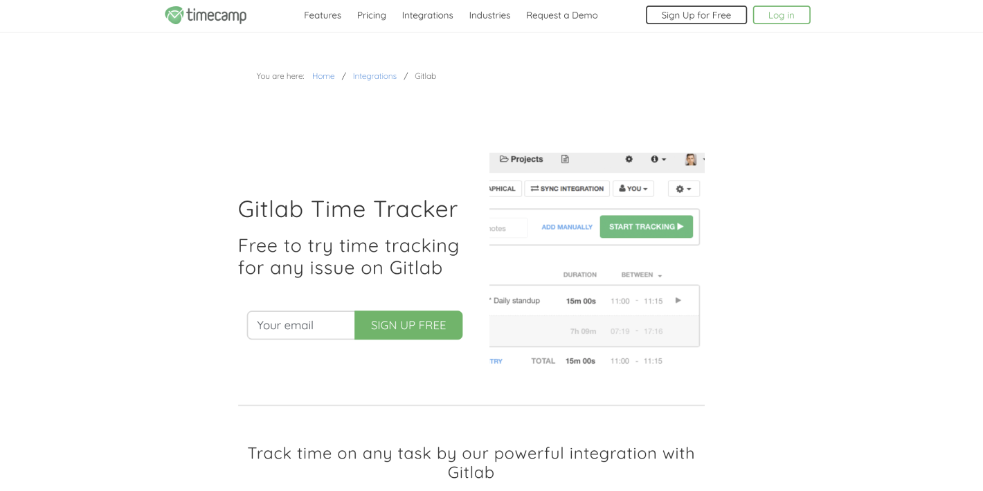 Timecamp and Gitlab Time tracker