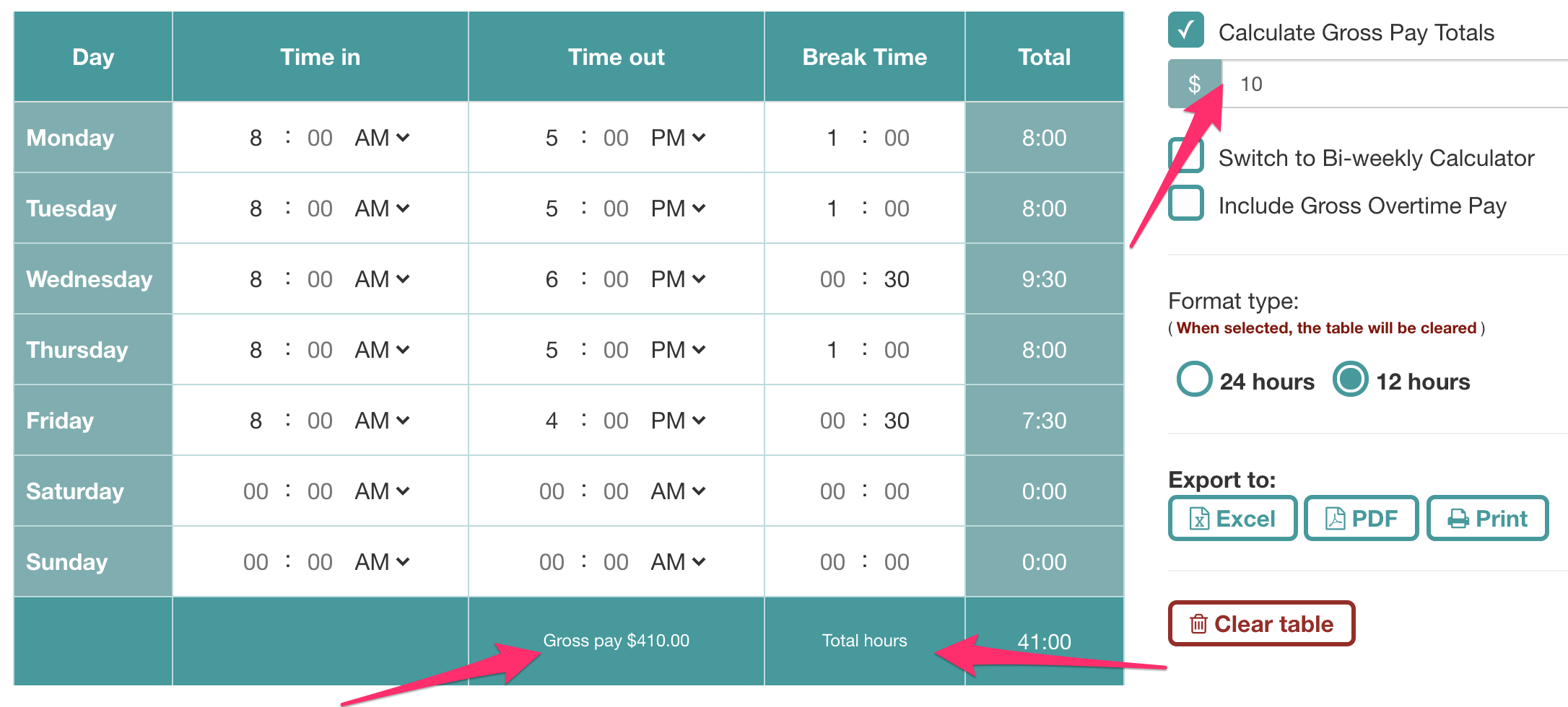 official na clean time calculator