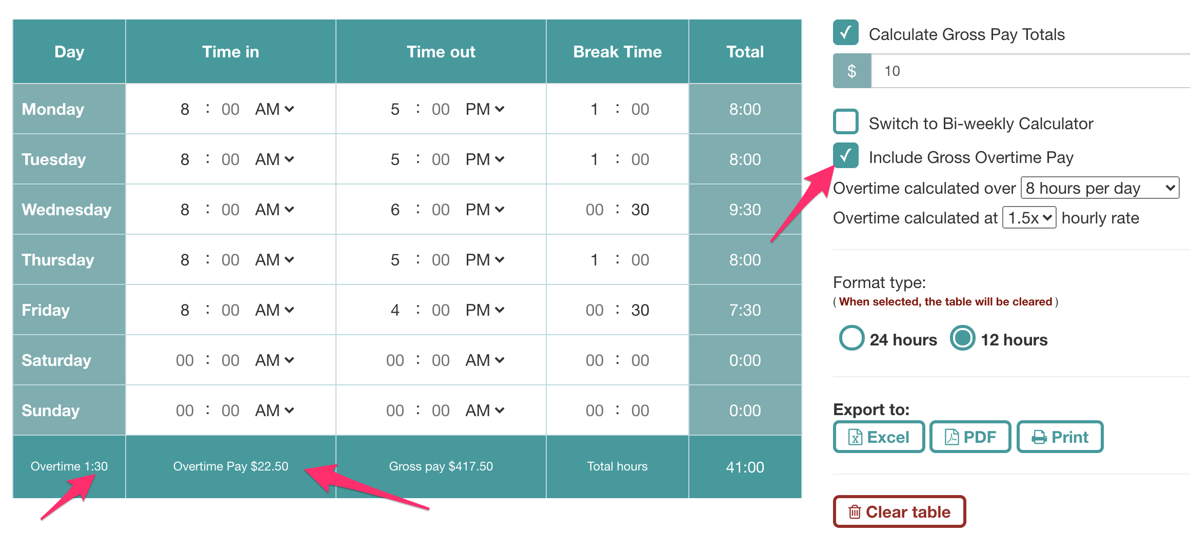 Free Timesheet Overtime Calculator